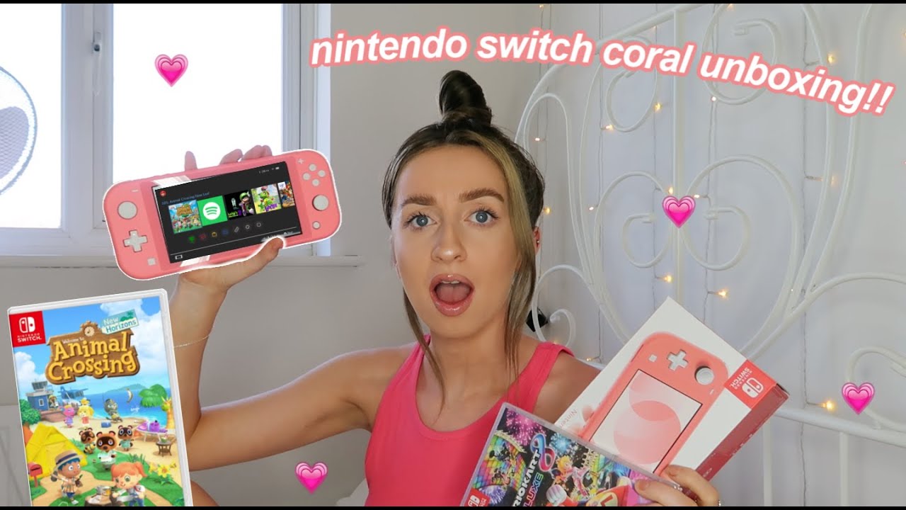 nintendo switch lite CORAL unboxing & full setup!