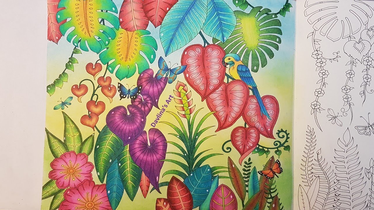 Parrot In The Jungle | Part 3/3 | Leaves and butterflies in MAGICAL JUNGLE by Johanna Basford