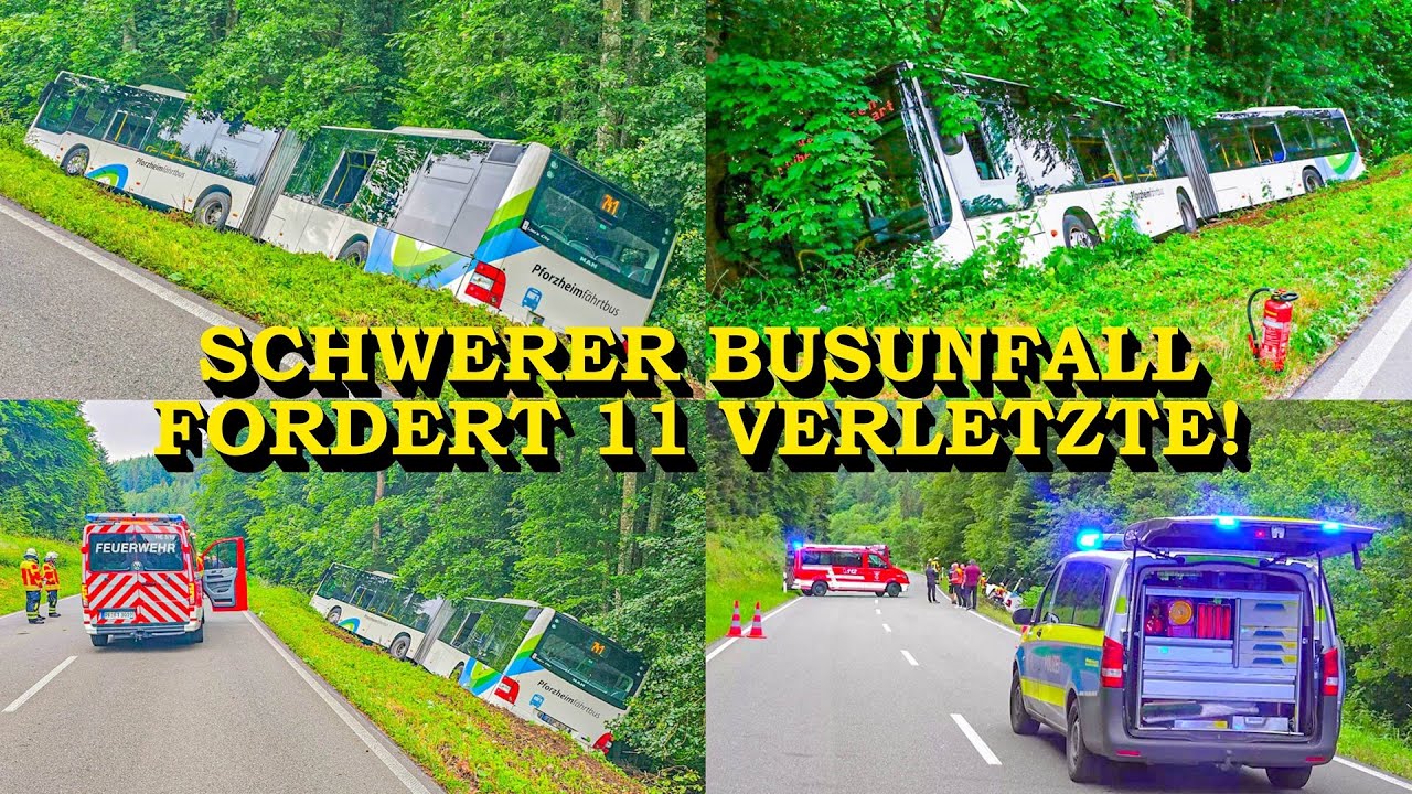 +++ SCHWERER BUSUNFALL FORDERT 11 VERLETZTE +++ FAHRGÄSTE RETTEN SICH DURCH SCHEIBE | GROSSEINSATZ