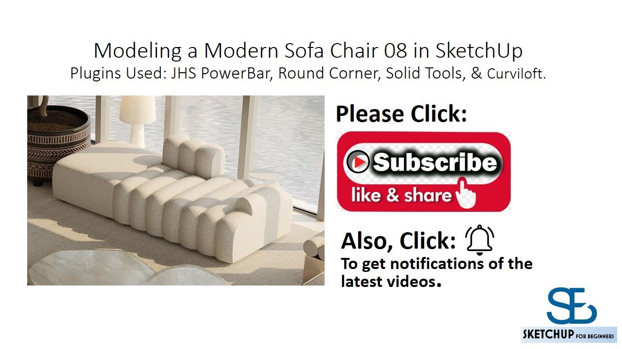 Sketchup Modeling a Modern Sofa Chair 08.