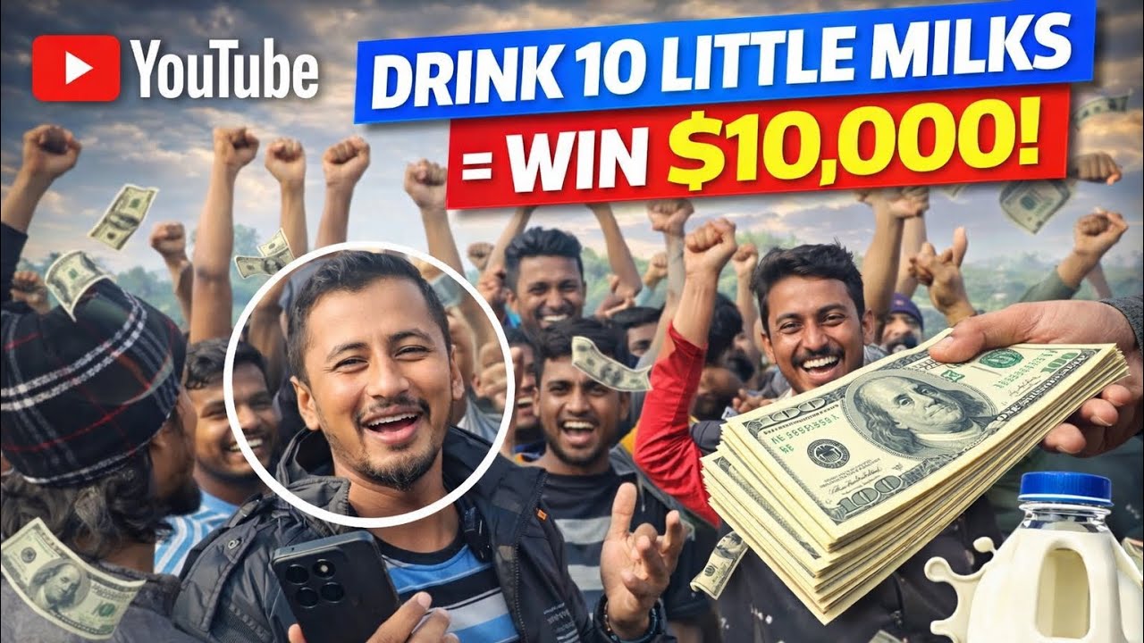 अगर  पूरा 1 लीटर दूध पी लिया… तो मुझे मिलेंगे पूरे $10,000 😱लेकिन अगर बीच में रुका — तो सब ख़त्म! 🥛💰