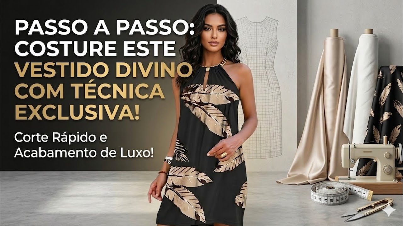 ✅️DIY Como fazer Vestido Curto com Dourado_Costura fácil passo a passo p iniciantes Gisleide Novelo
