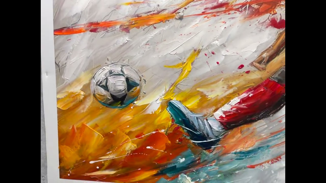Large Original Football Oil Painting, Abstract Football Match Painting, Soccer Sports Canvas Art