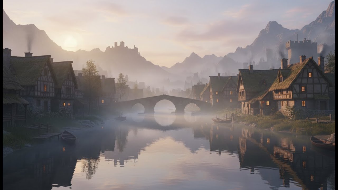 Quiet Medieval Road 🍂 Fantasy Music & Animated Scene