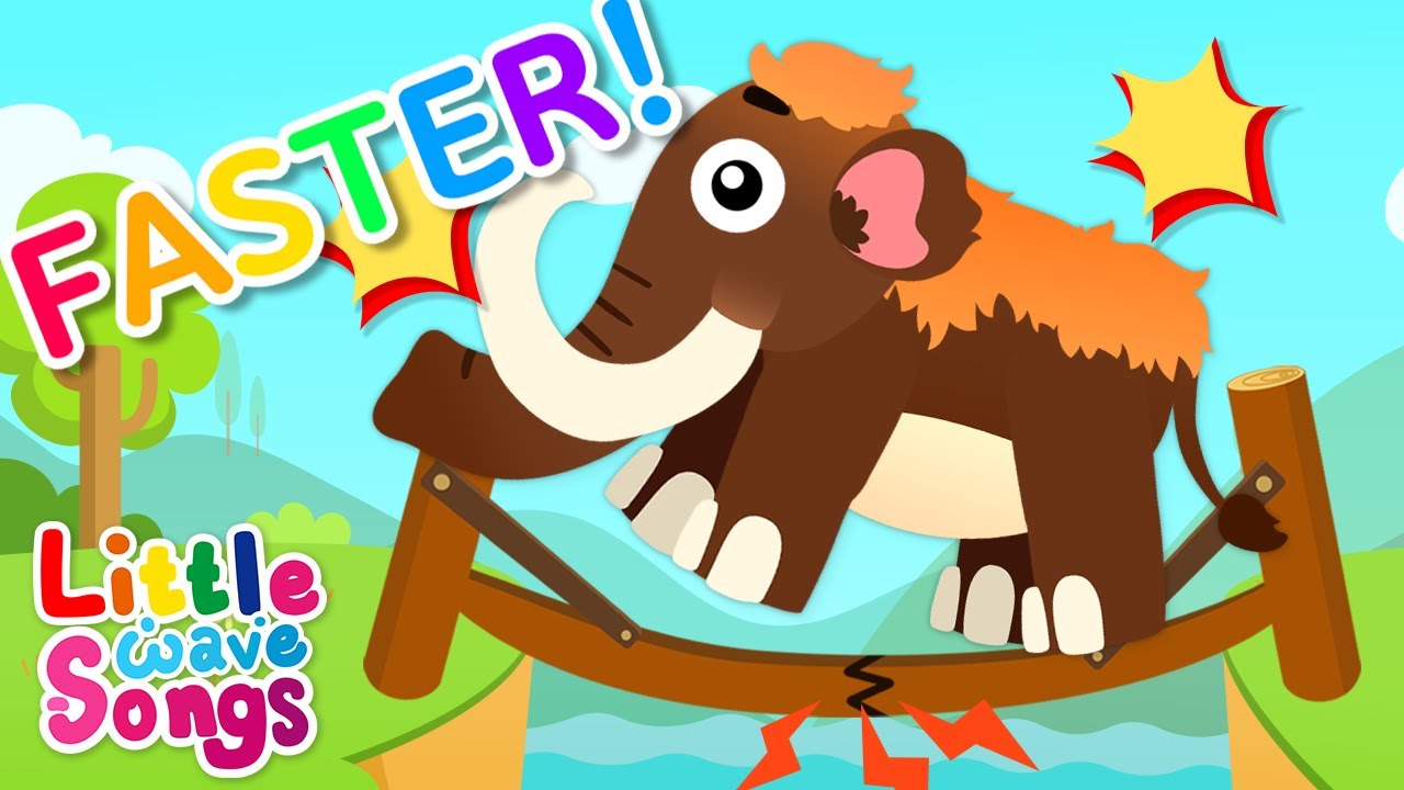 Faster!💦 London Bridge is Falling Down with Mammoth | Nursery Rhymes For Toddlers | Little Wave Son