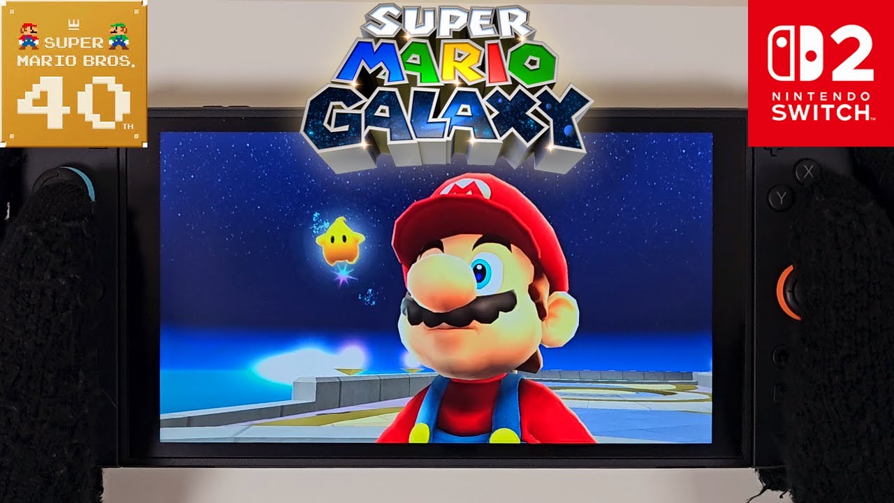 Super Mario Galaxy Nintendo Switch 2 Handheld Mode Gameplay (Day One Patch Version 1.2.0)