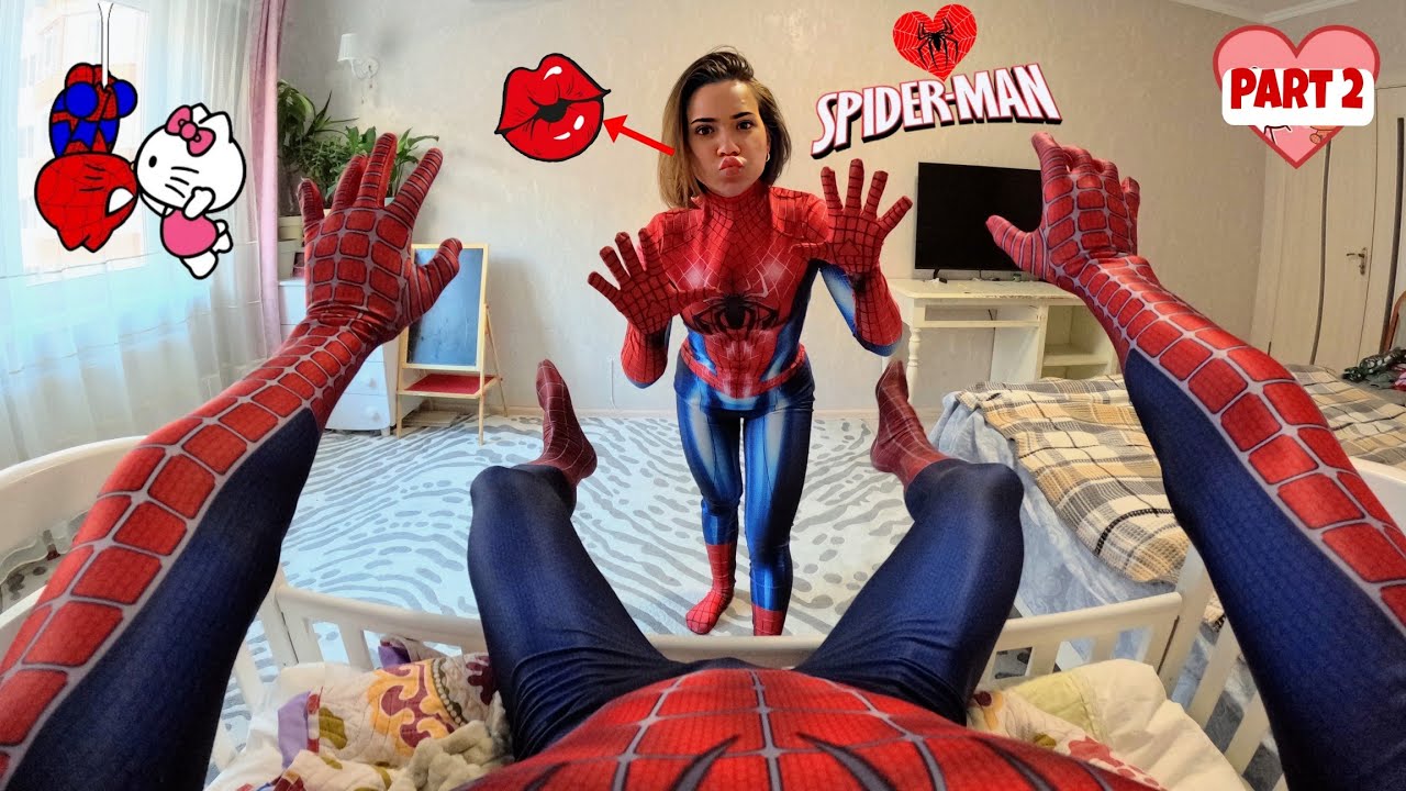 ЧЕЛОВЕК-ПАУК НЕ МОЖЕТ ИЗБАВИТЬСЯ ОТ ВЛЮБЛЕННОЙ СОСЕДКИ Часть 2 (Funny Spider-Man-Girl in real life)