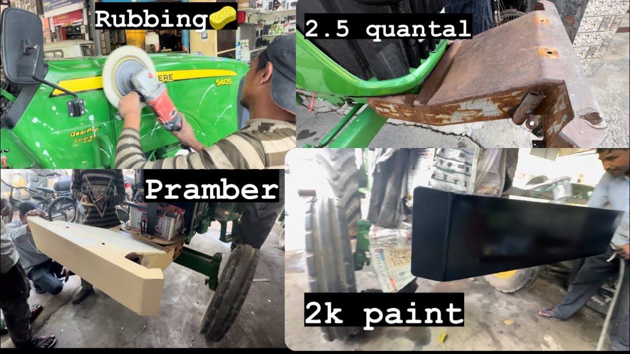 Bumper Paint Done✅ | 2k Paint❤️ | Rubbing & Polishing | Johndeere 5405 Modification | 2.5q weight |