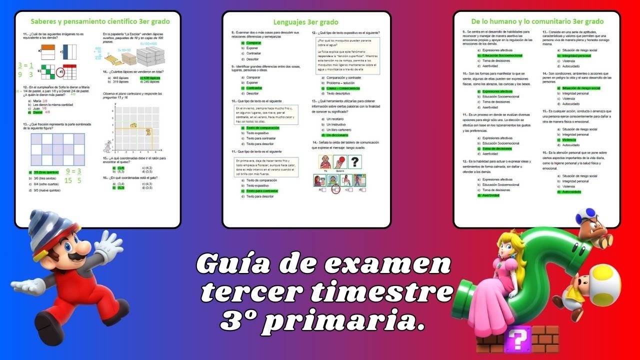 Guia de examen 3 Trimestre 3 grado
