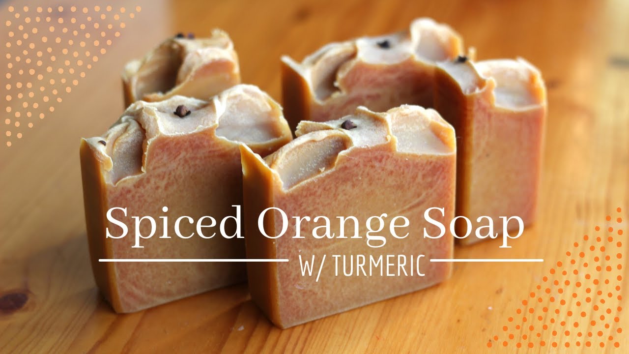 Naturally Colored Soap Making Tutorial 🍊Spiced Orange Soap with Turmeric / Cold Process Soap Making