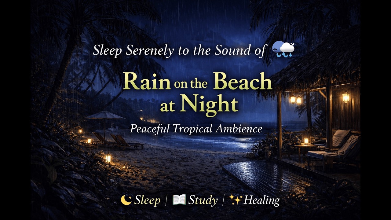 Drift Off by the Ocean Tonight — Summer Beach Rain at Night | Sleep • Study • Healing