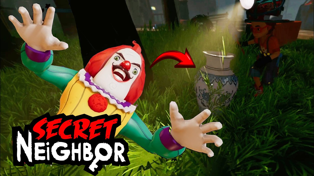 I Disguised As a Vase With a Clown Neighbor | Secret Neighbor Multiplayer Gameplay