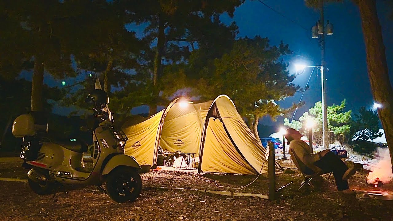 스쿠터 타고 떠난 서산, 벌천포 해수욕장에서 솔캠ㅣ모토캠핑