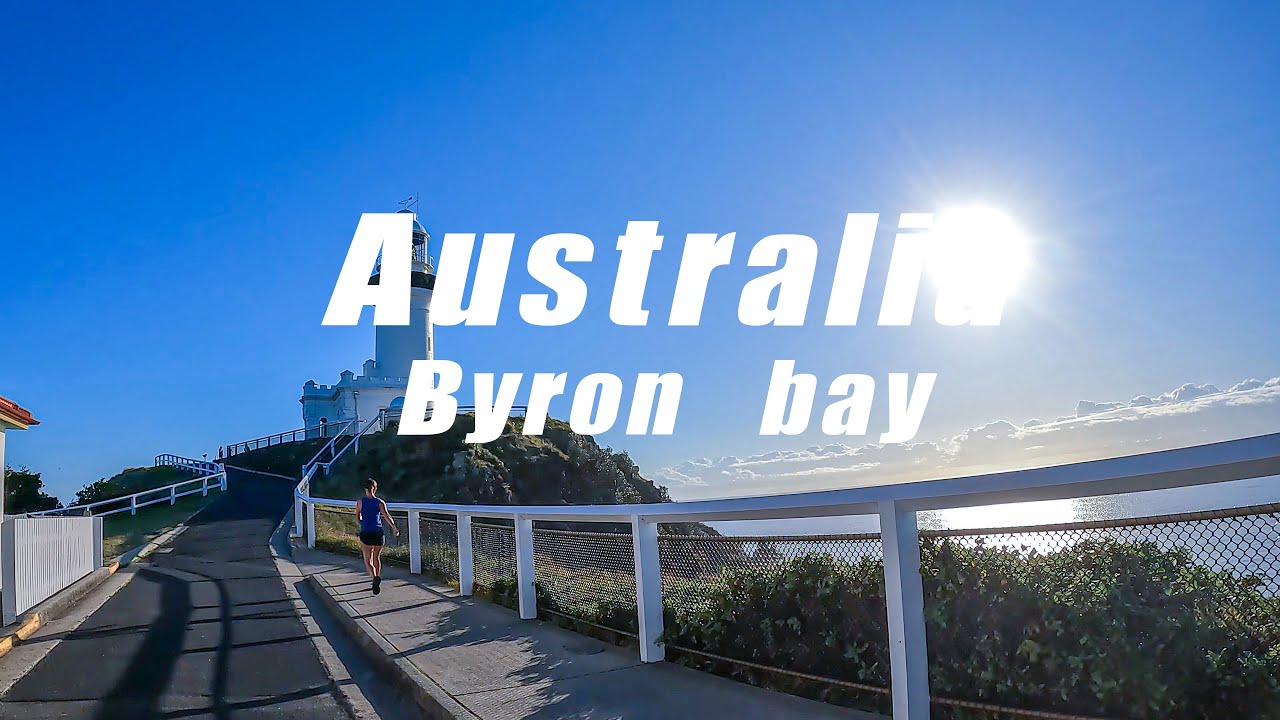 Walking in Byron bay lighthouse, Australia, morning, 4K UHD