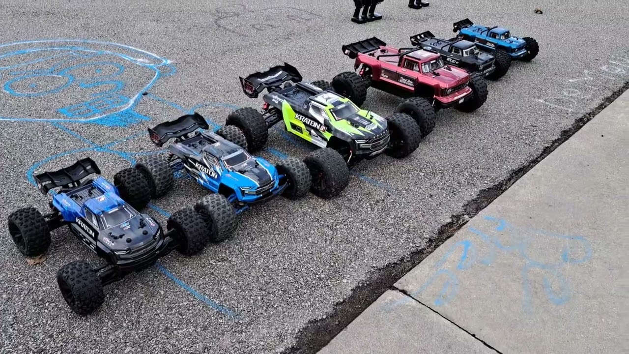 Arrma Kraton 8s, 6s and 4s Arrma Outcast 8s, 6s, and 4s comparison!!!!