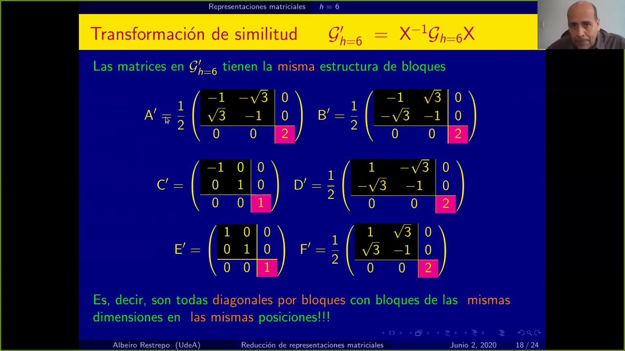 Simetría y Teoría de Grupos 6: Reducción de las dimensiones de las representaciones matriciales