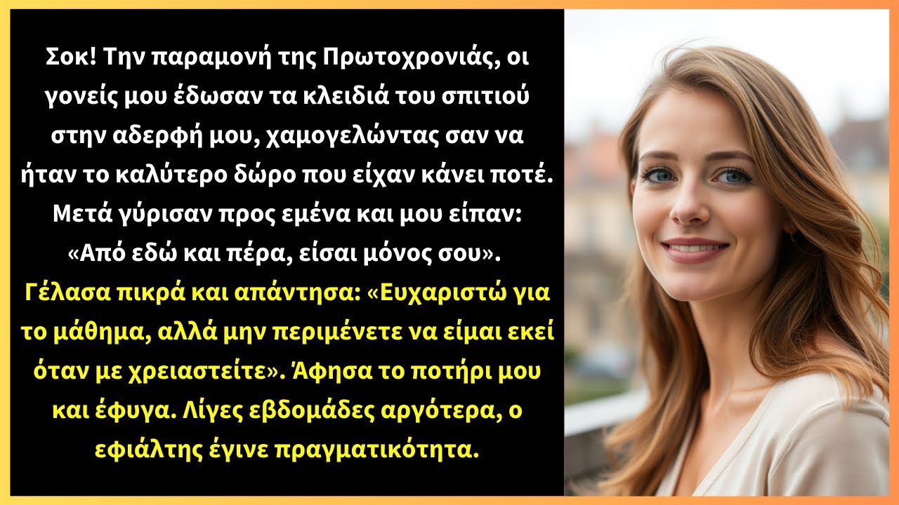 Σοκ! Την παραμονή της Πρωτοχρονιάς, οι γονείς μου έδωσαν τα κλειδιά του σπιτιού στην αδερφή μου,
