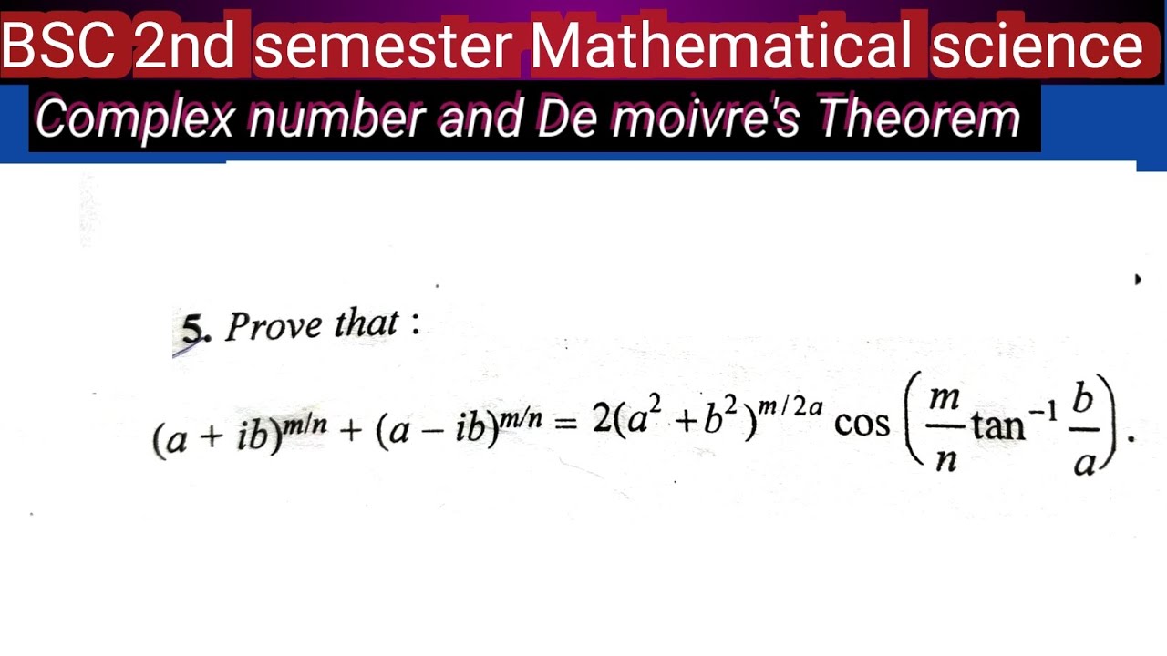 BSC 2nd Sem Math: Complex Numbers & De Moivre's Theorem - Solved Problems Lecture (Vishal Gautam)