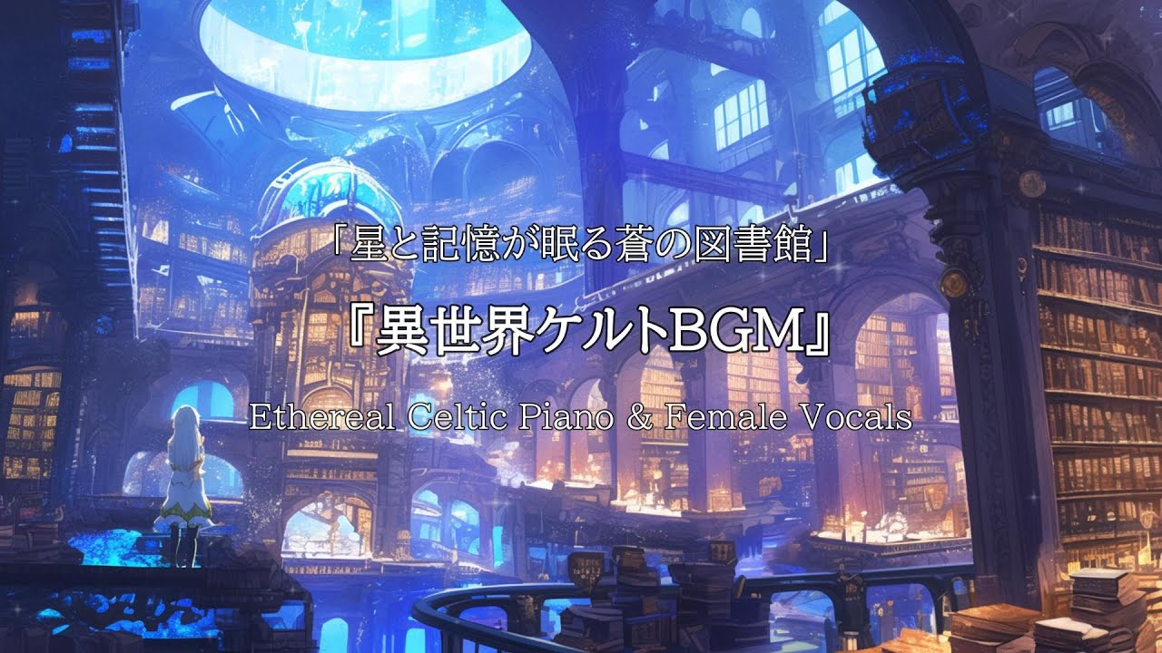 【作業用BGM】星と記憶が眠る蒼の図書館｜透き通る歌声とケルトピアノBGM【癒し|リラックス】散歩 | 読書 |勉強 | 瞑想