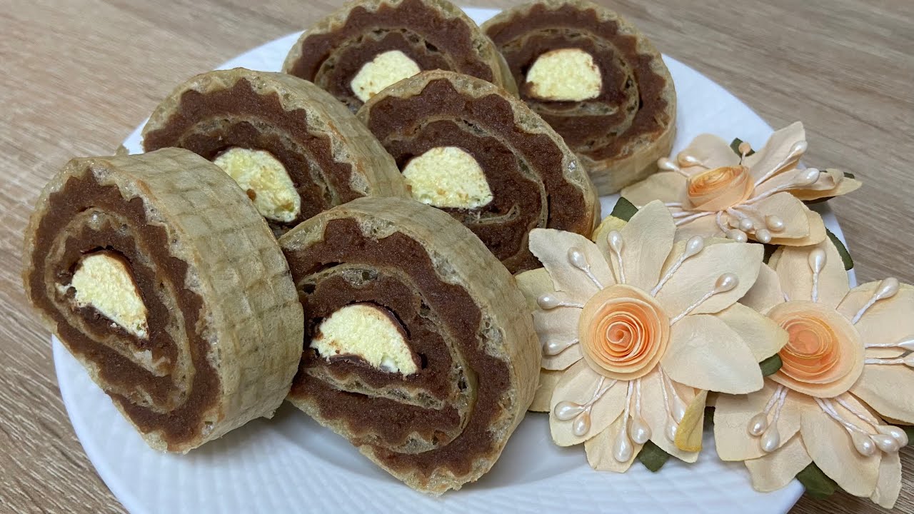 Rolat Oblanda sa Bananicama | Wafer Rolls with Choco-Bananas | Waffelrolle mit Schokobananen