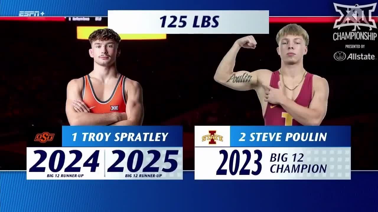 Troy Spratley vs Steve Poulin (125lbs) FULL MATCH | Big 12 Wrestling Championship pres by Allstate