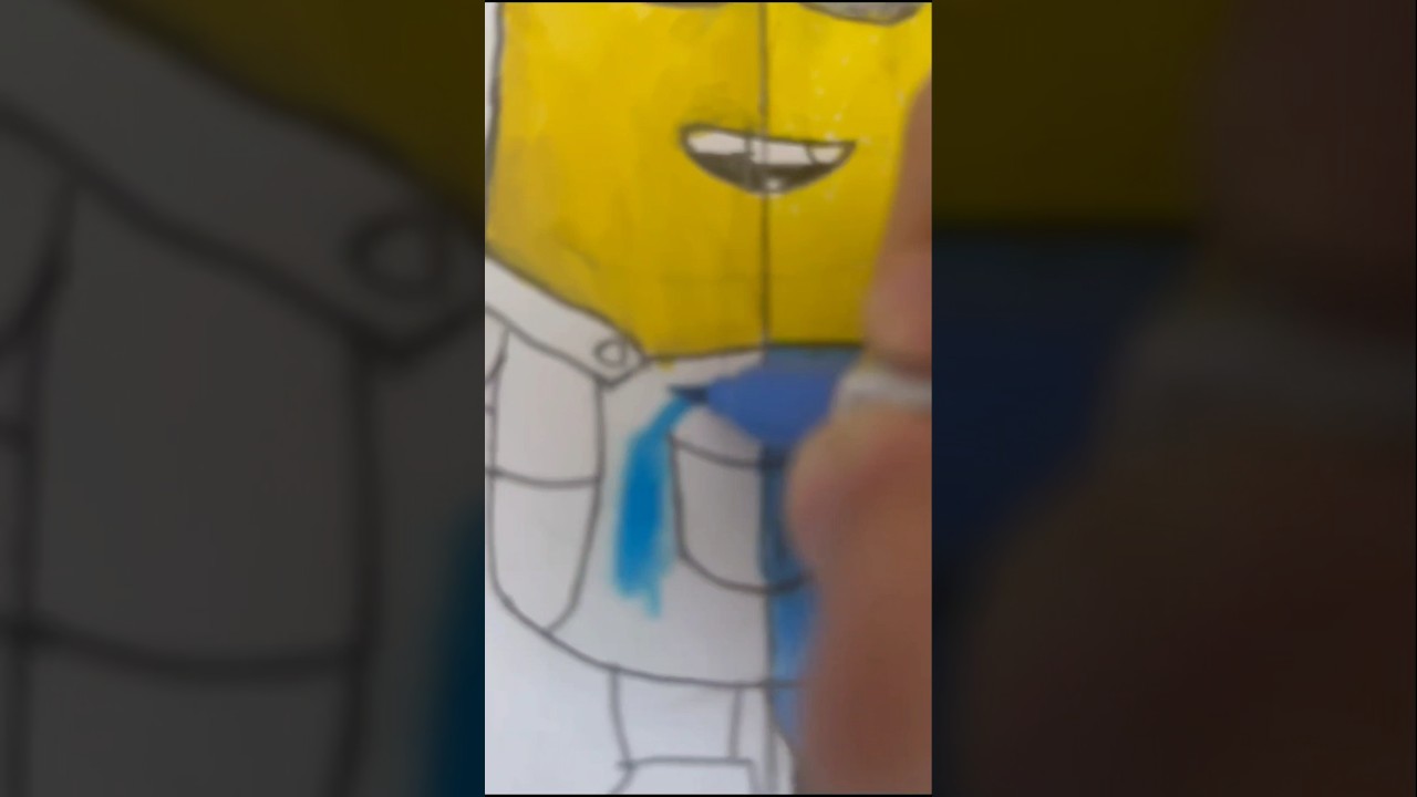Drawing the minion from the minions movie! Markers VS Colour pencils. Part 2