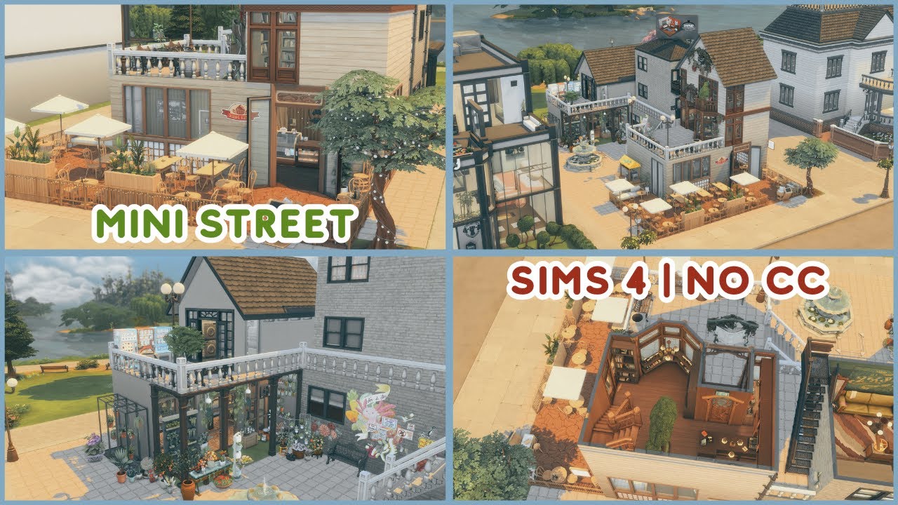 Mini Street Build with Shops & Apartments | The Sims 4 | No CC