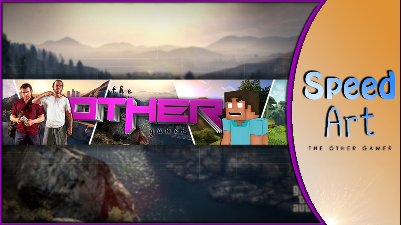 Gaming YouTube Channel Art - Speed Art Photoshop CS6 (Minecraft & GTA V) - 2014 YouTube Layout