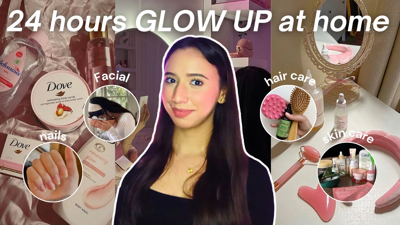 24 Hour GLOW UP at Home | 💅🧖‍♀✨يلاه نتهلاو في ريوسنا (صيبت شعري،قديت ظفاري، ماسك...)
