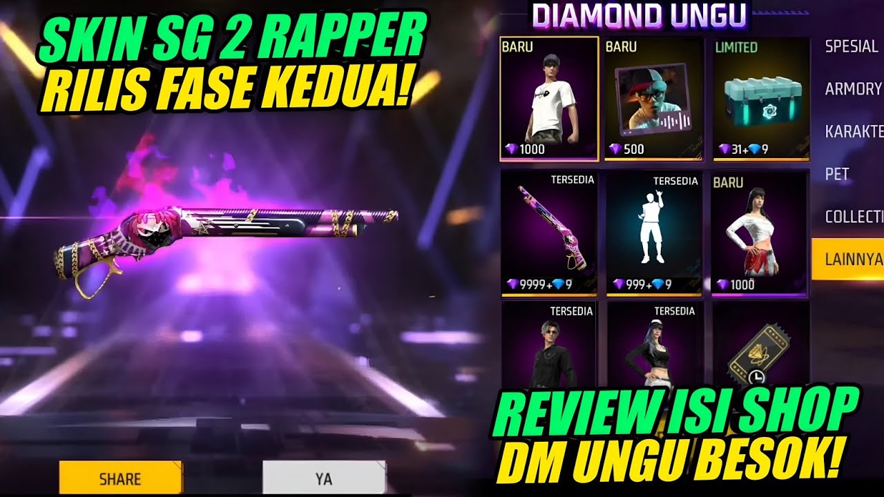 TANGGAL RILIS SG 2 RAPPER TERUNGKAP! 😱 ISI SHOP DIAMOND UNGU FASE 1 & 2 | Free Fire