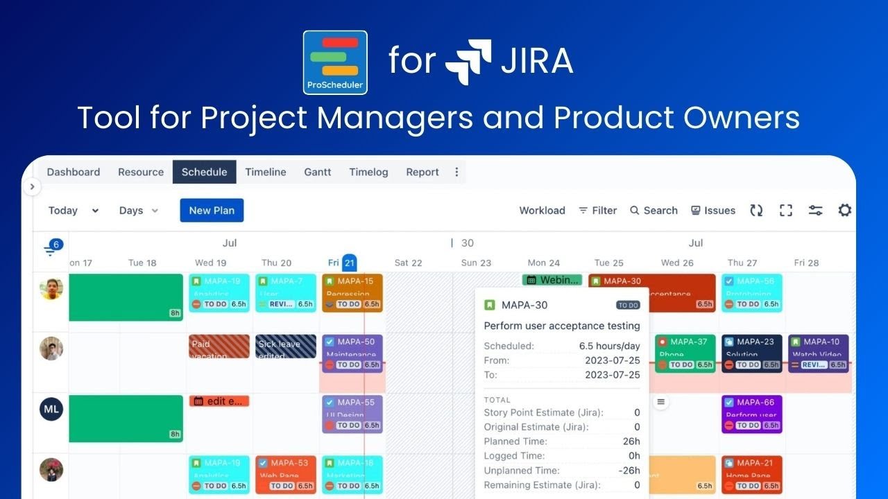 10 - minutes Demo | TeamBoard ProScheduler for Jira
