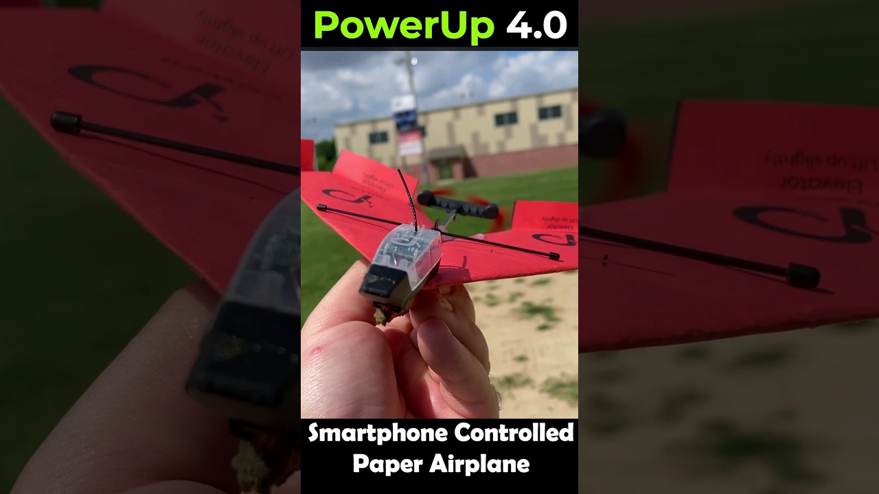 PowerUp 4: app controlled paper airplane RC toy 😎 #shorts