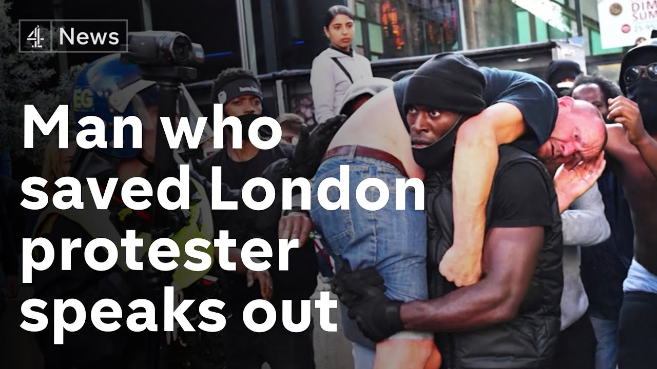 Man who saved protestor at London rally speaks - as police reveal 100 were arrested’