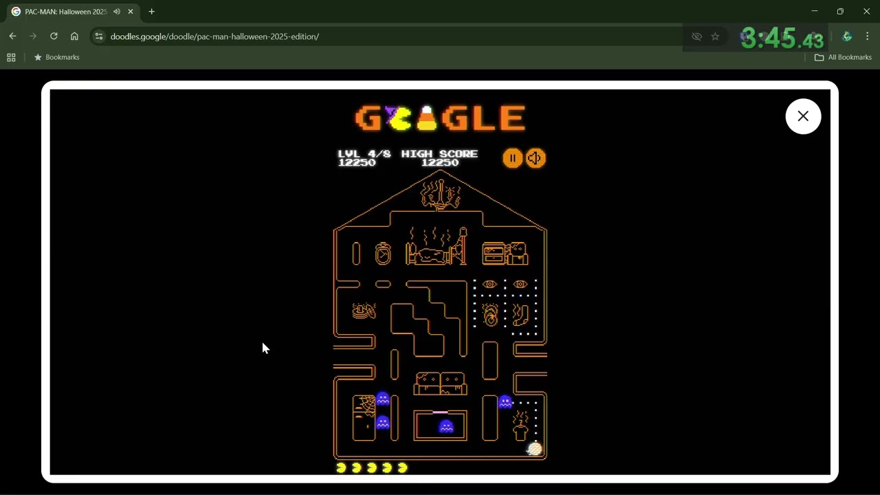 Google Pac-Man: Halloween 2025 Edition - Any% (7m 50s)