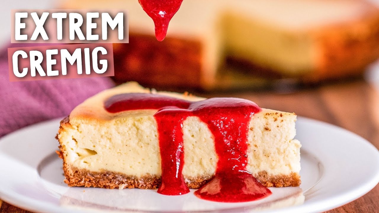 AMERICAN CHEESECAKE: Käsekuchen Rezept mit Keksboden (einfach & schnell)
