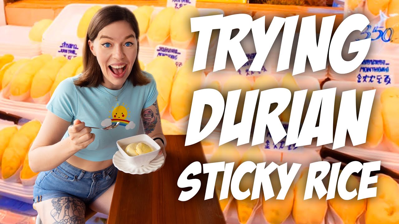 Trying Durian Sticky Rice - Michelin Street Food - Bangkok Restaurant Guide    Kor Panich