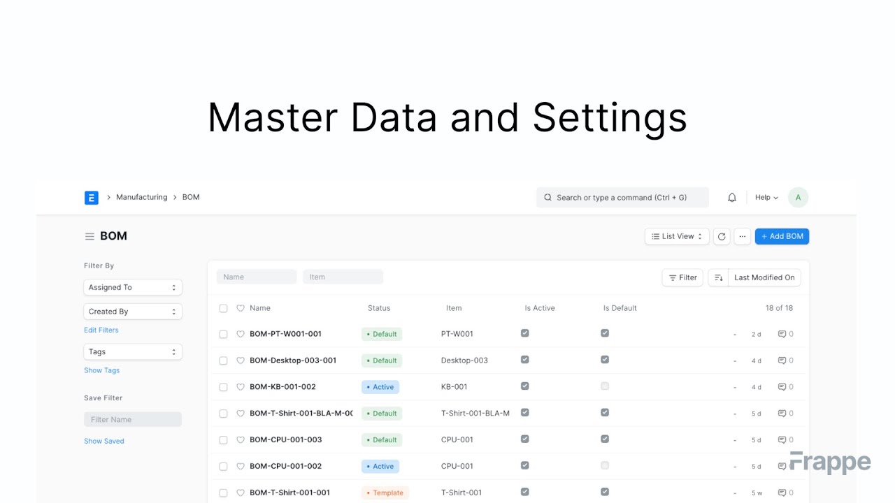 Master Data and Settings | ERPNext