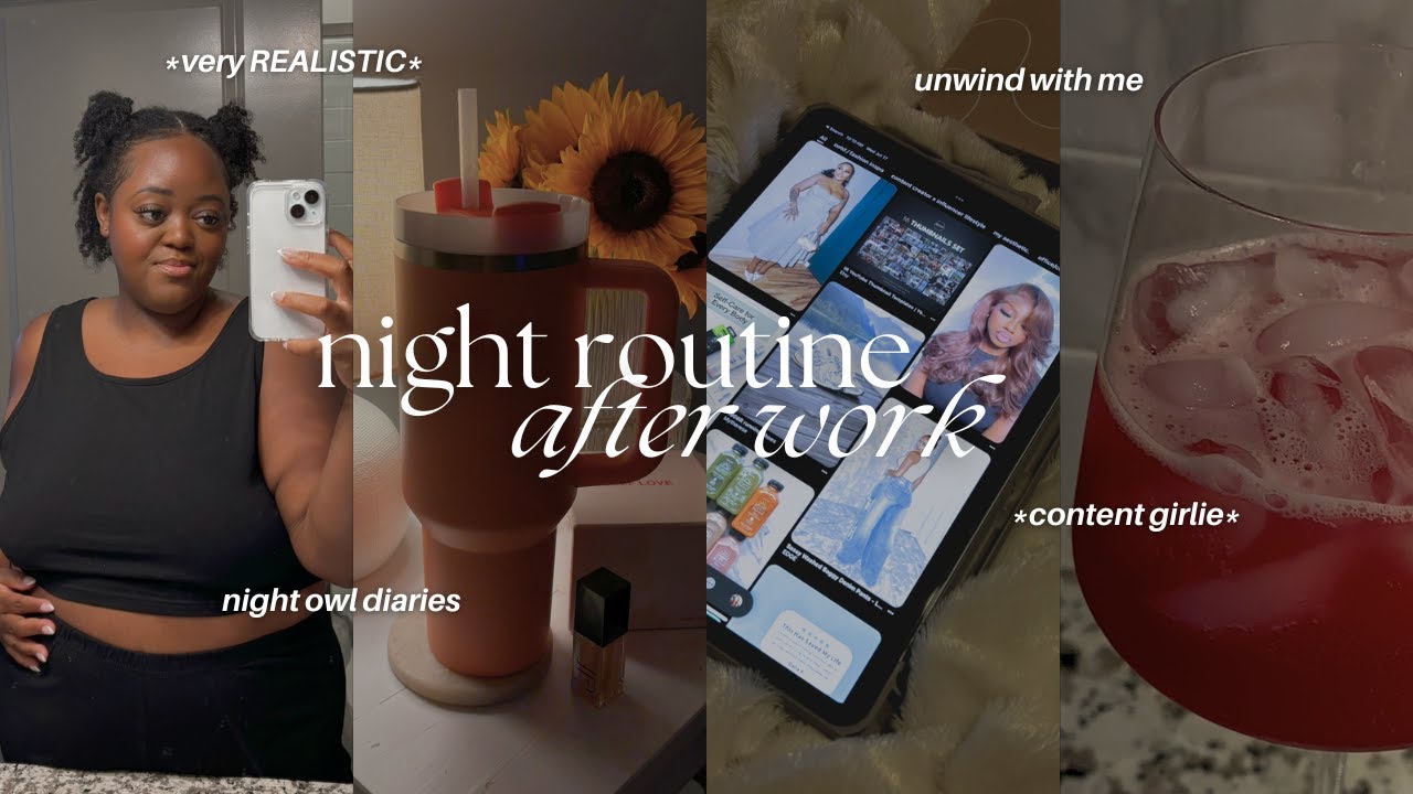 building a NIGHT ROUTINE to unwind after work *realistic*  🎧🌙 🧖🏾&zwj;♀️ ✨