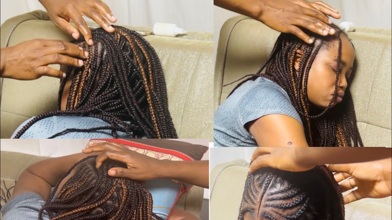 ASMR| Scalp Massage, Scalp Oiling and Cornrows and Braids Play. No Talking