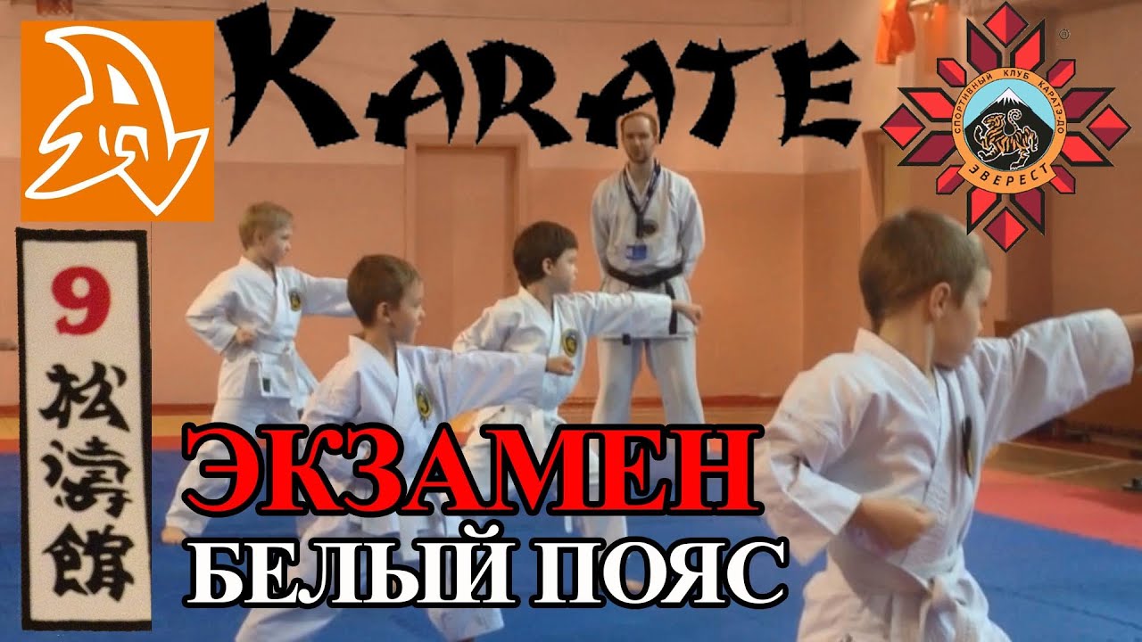 Экзамен по каратэ на белый пояс (9 кю). Karate exam on 9 kyu