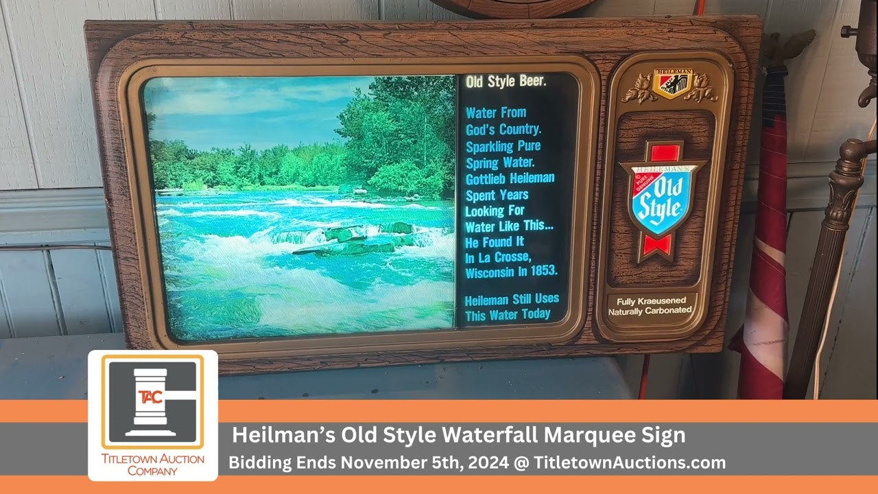 Heileman's Old Style Moving Waterfall & Marquee Light Up Sign