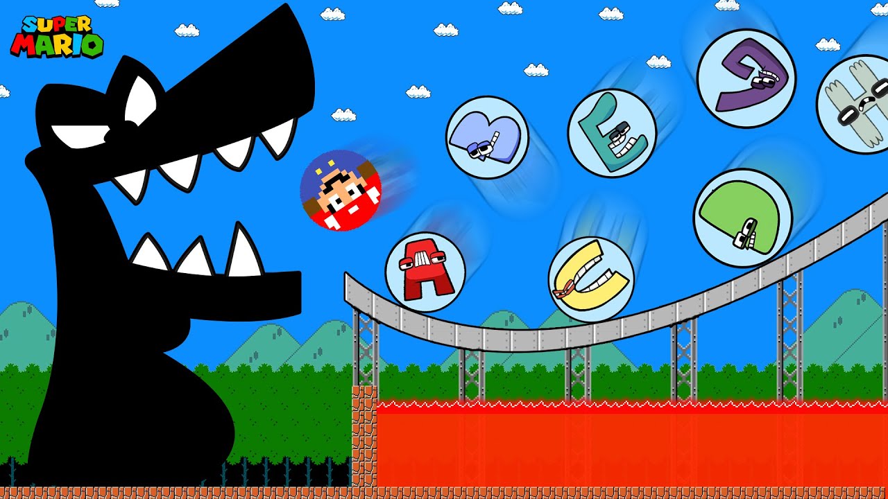 Alphabet Lore but Fat F destroys Mario and Marble Race Alphabet Lore (A - Z...) | Game Animation