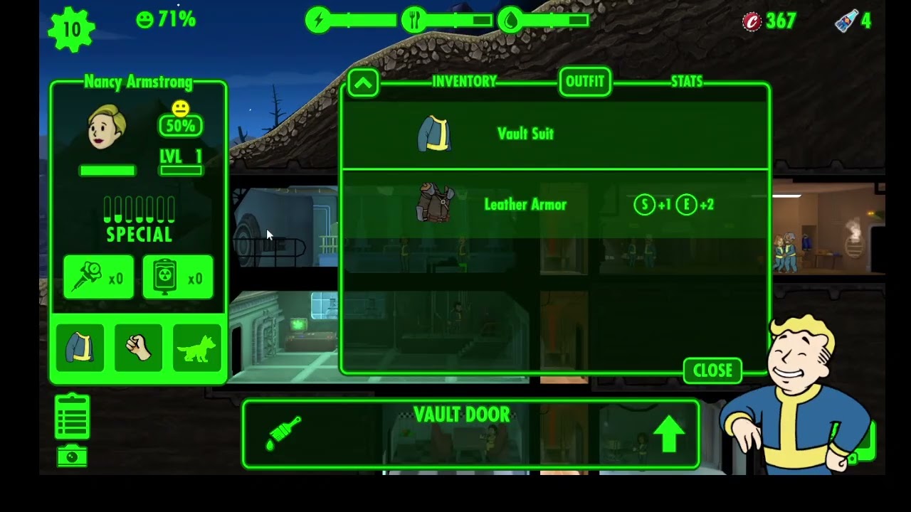 Fallout Shelter - My vault was start til set for outfit workshop, nuka colas used