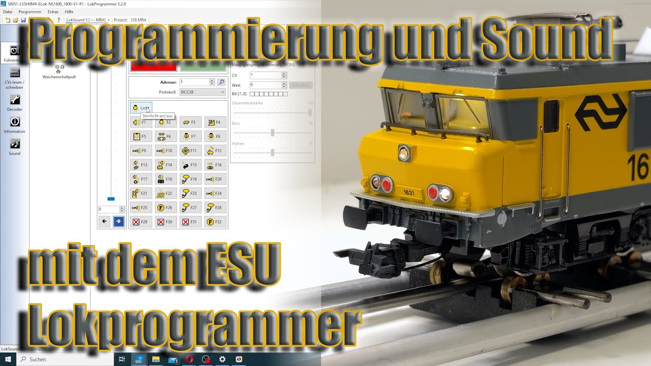 Sound und Funktionen programmieren mit dem ESU Lokprogrammer (Märklin 3326 + Loksound5)