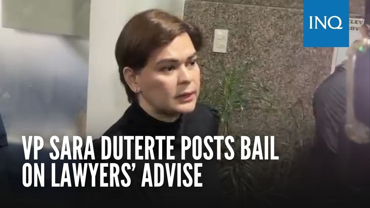 VP Sara Duterte posts bail on lawyers&rsquo; advise