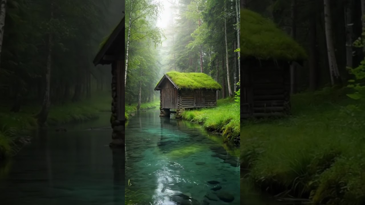 Relaxing music with birds and beautiful hut 
