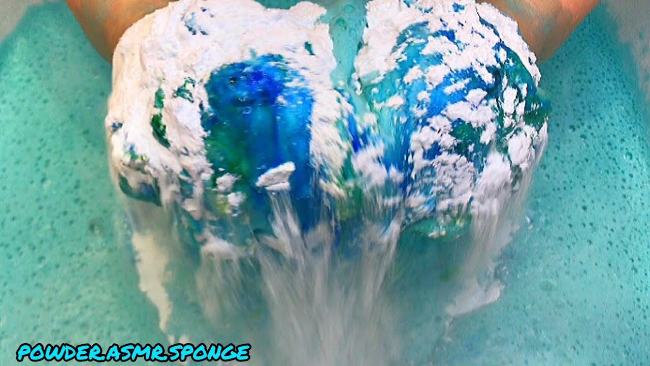 Large bucket of dry paste and color mix 💙💚💛 Asmr squeezing sponge. Make paste
