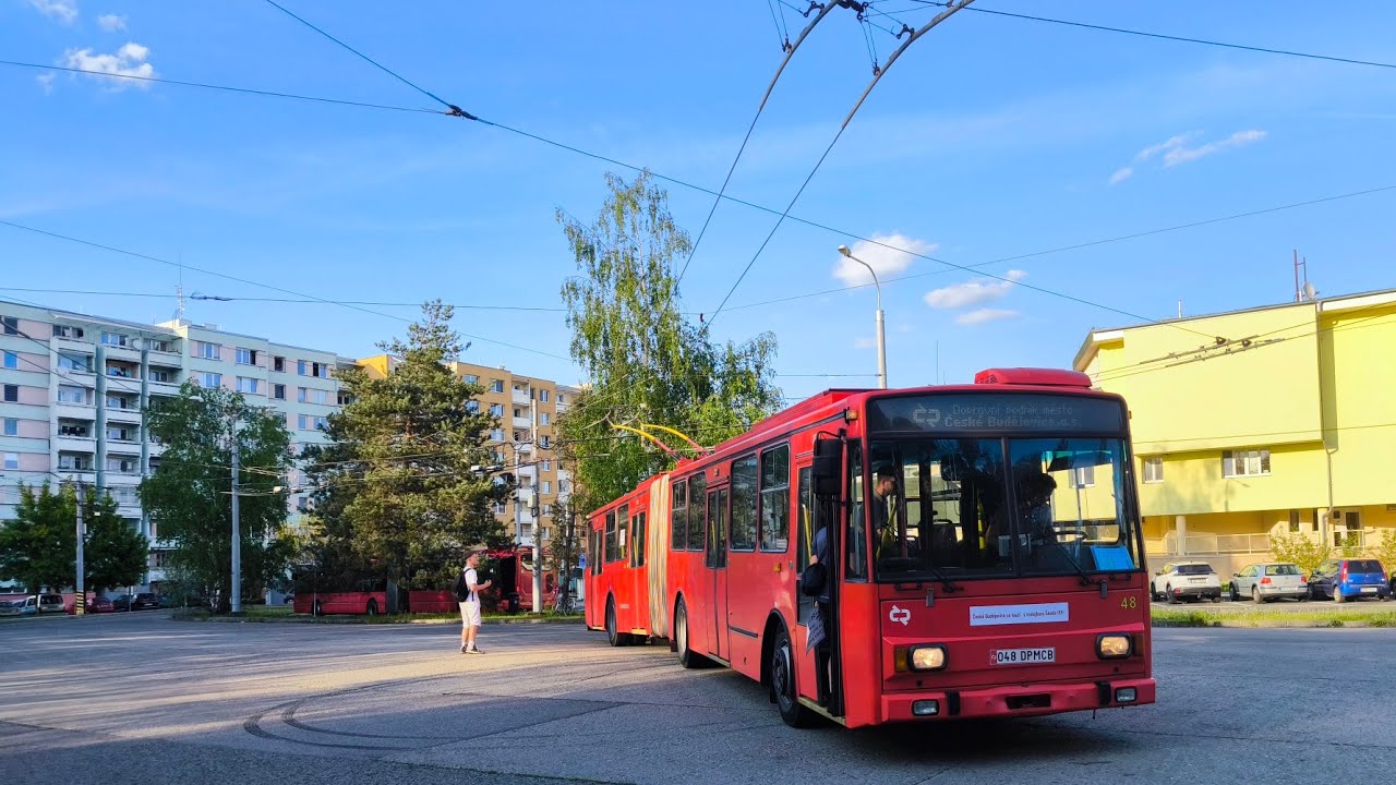 Posledn&iacute; j&iacute;zda trolejbusu &Scaron;koda 15tr m z konečn&eacute; v Česk&yacute;ch Budějovic&iacute;ch