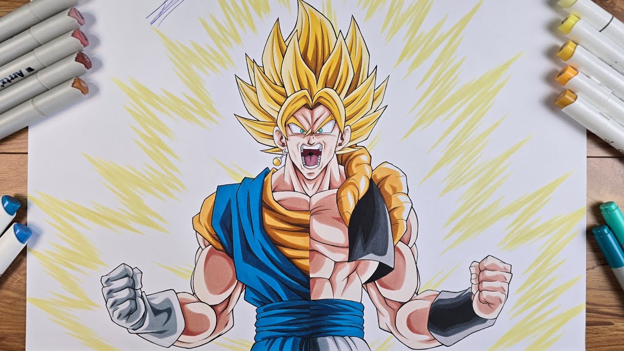 Split Drawing GOGETA & VEGITO Super Saiyan