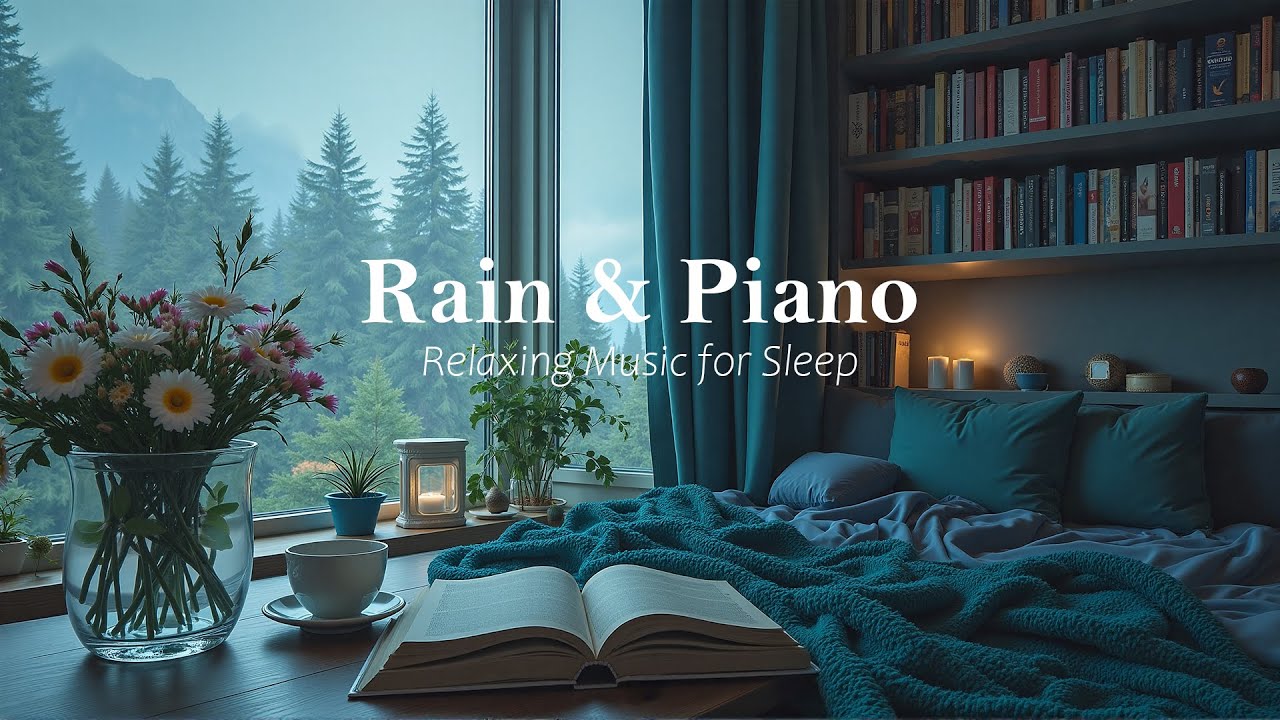 Rain Piano in Cozy Cabin ☔ Relaxing Music for Sleep, Focus, Study & Peaceful Forest Autumn Night